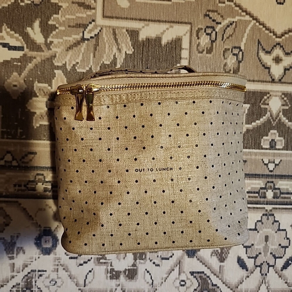 Kate Spade Polka Dot Insulted Lunch Bag Tote "Out To Lunch" Makeup Bag - Picture 5 of 13